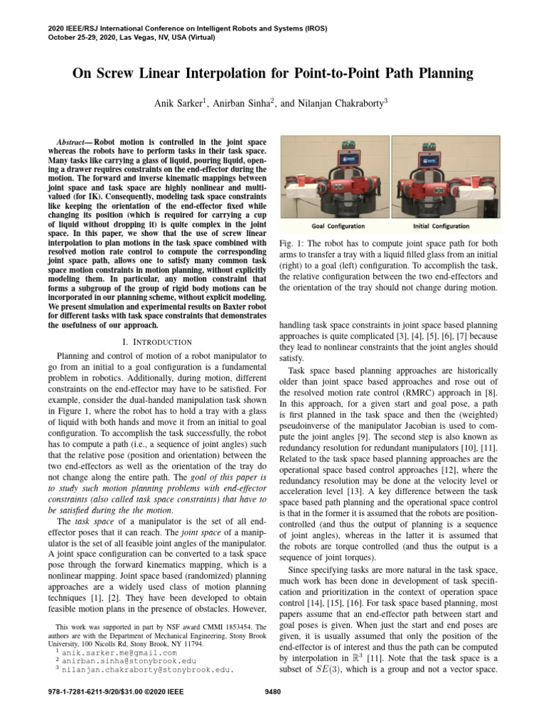 Screw Linear Interpolation in Robotics | PDF | Coordinate System ...