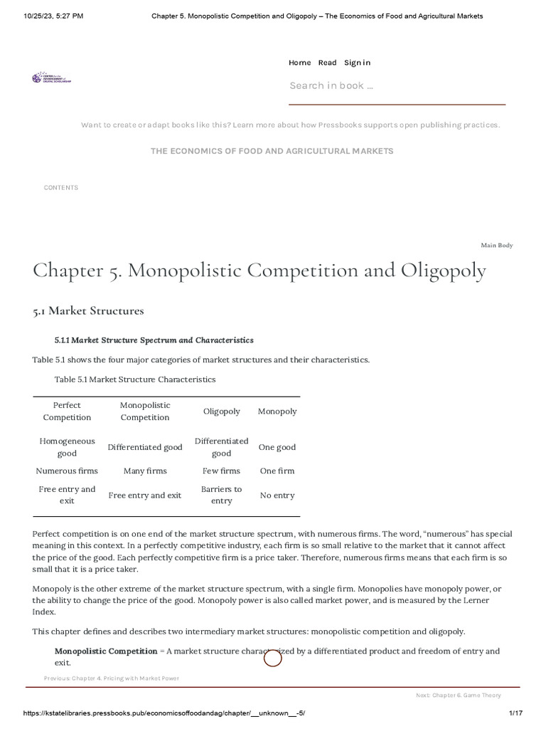 Monopolistic Competition and Oligopoly Explained | PDF | Oligopoly ...