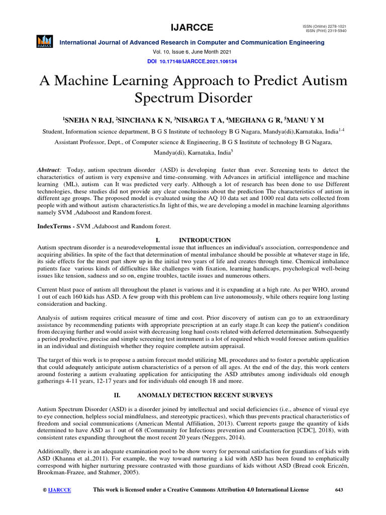 Machine Learning for Autism Detection | PDF | Support Vector Machine ...
