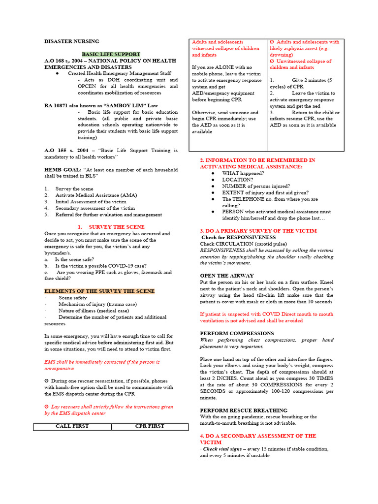 Disaster Nursing Reviewer | PDF | Cardiopulmonary Resuscitation ...