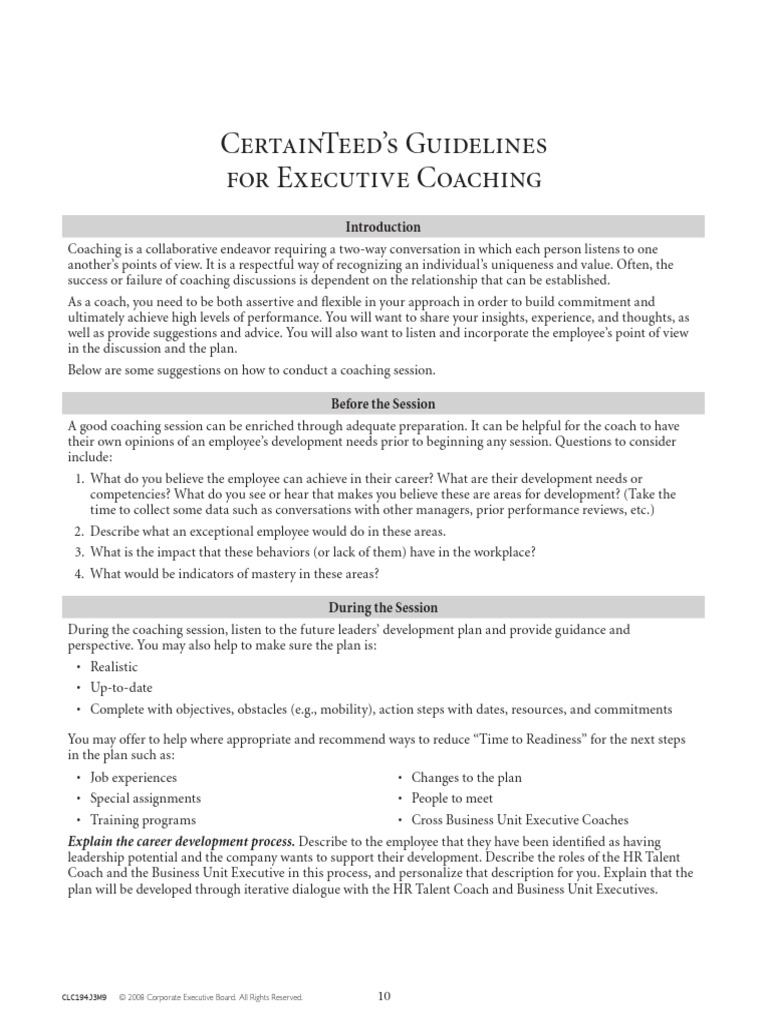 Guidelines For Executive Coaching (CertainTeed) | PDF | Employment ...