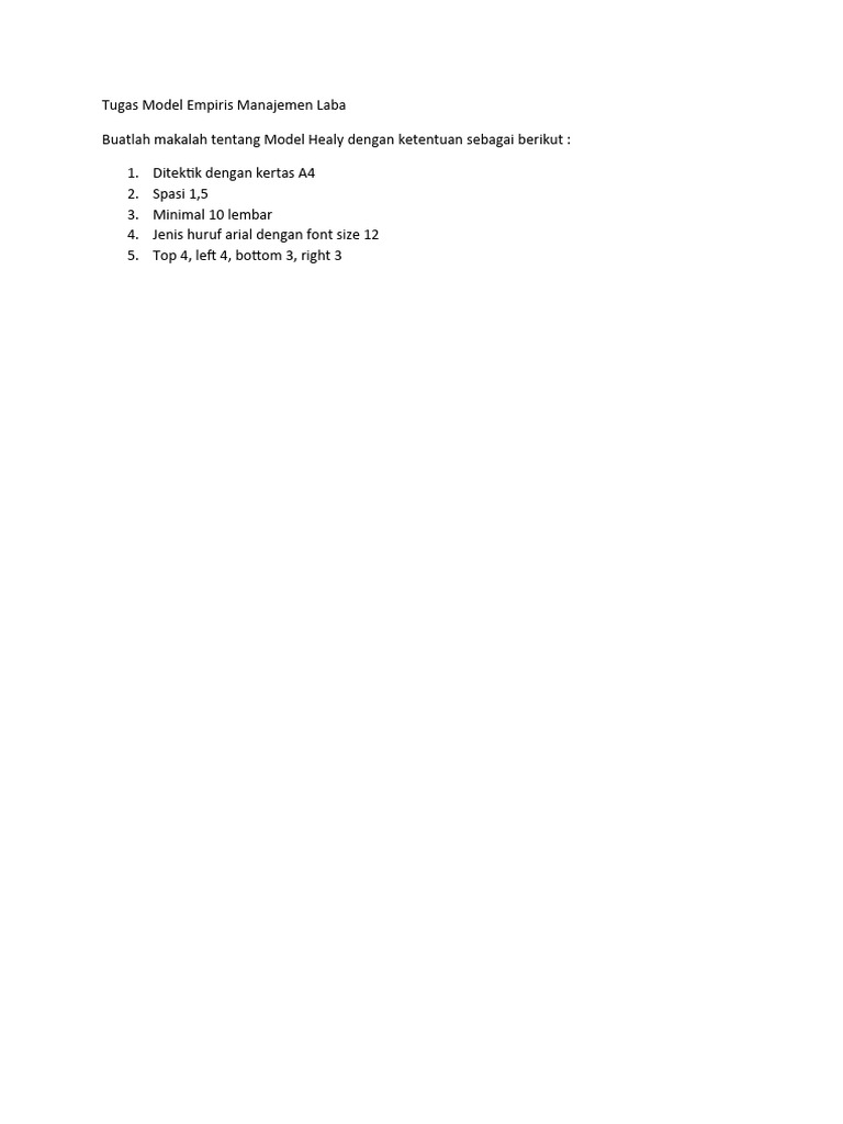 Tugas Model Empiris Manajemen Laba (Model Healy) | PDF