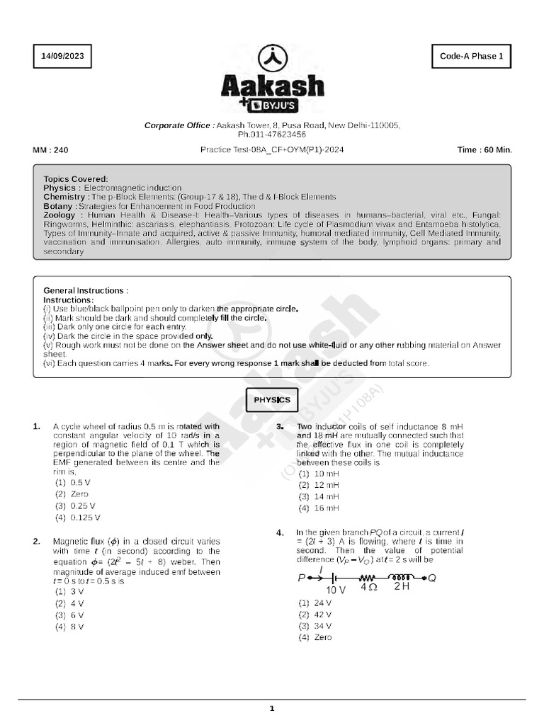 CF+OYM 2024 Practice Test Answers | PDF | Technology & Engineering
