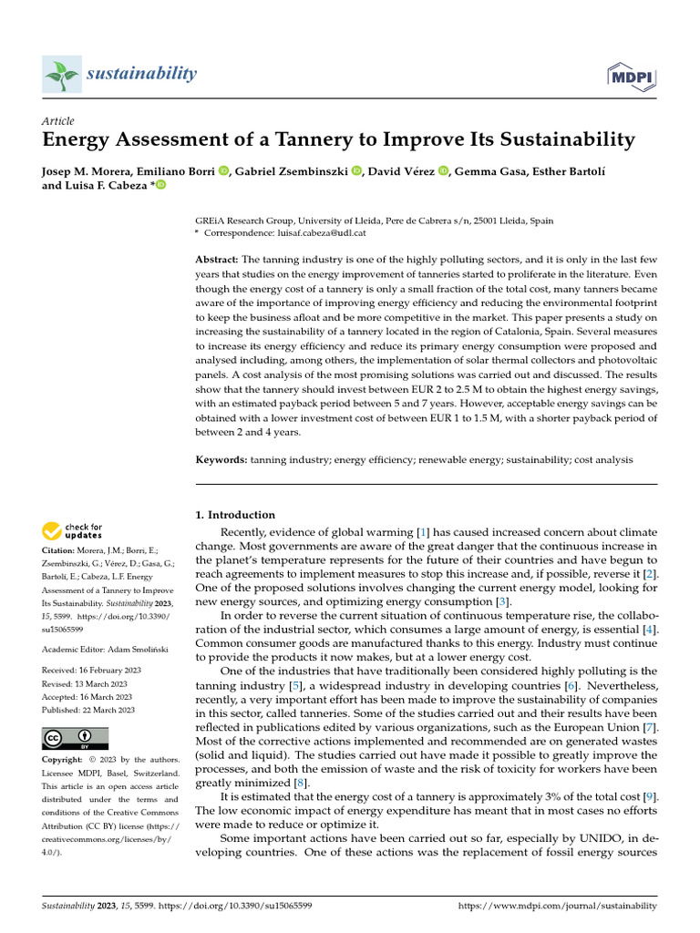Sustainability 15 05599 v2 | PDF | Renewable Energy | Efficient Energy Use