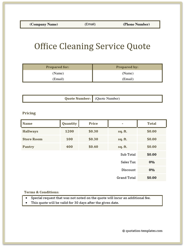 Office Cleaning Service Quote Details | PDF