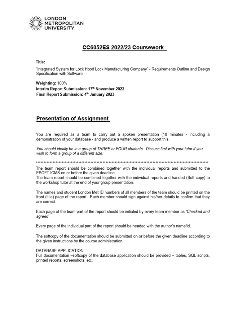 CC6052ES MSS MS Coursework | PDF | Databases | Computing