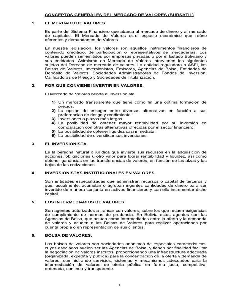 Guía del Mercado de Valores en Bolivia | PDF | Bolsa | Bolsa de Valores