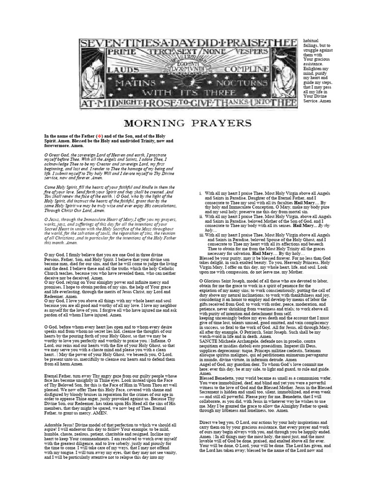 Morning Prayer Shortened Version PDF Mary, Mother Of Jesus God