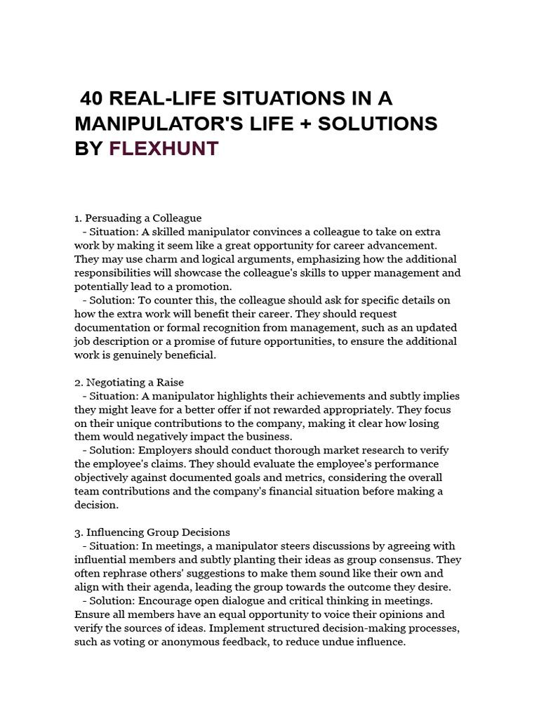 40 Manipulation Tactics & Solutions | PDF | Power (Social And Political ...