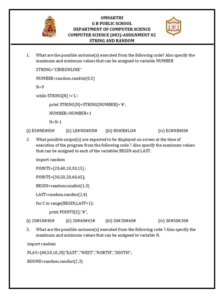 ASSIGNMENT 1 String Random | PDF | Applied Mathematics | Computing