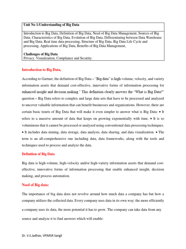 Understanding of Big Data | PDF | Big Data | Data Analysis