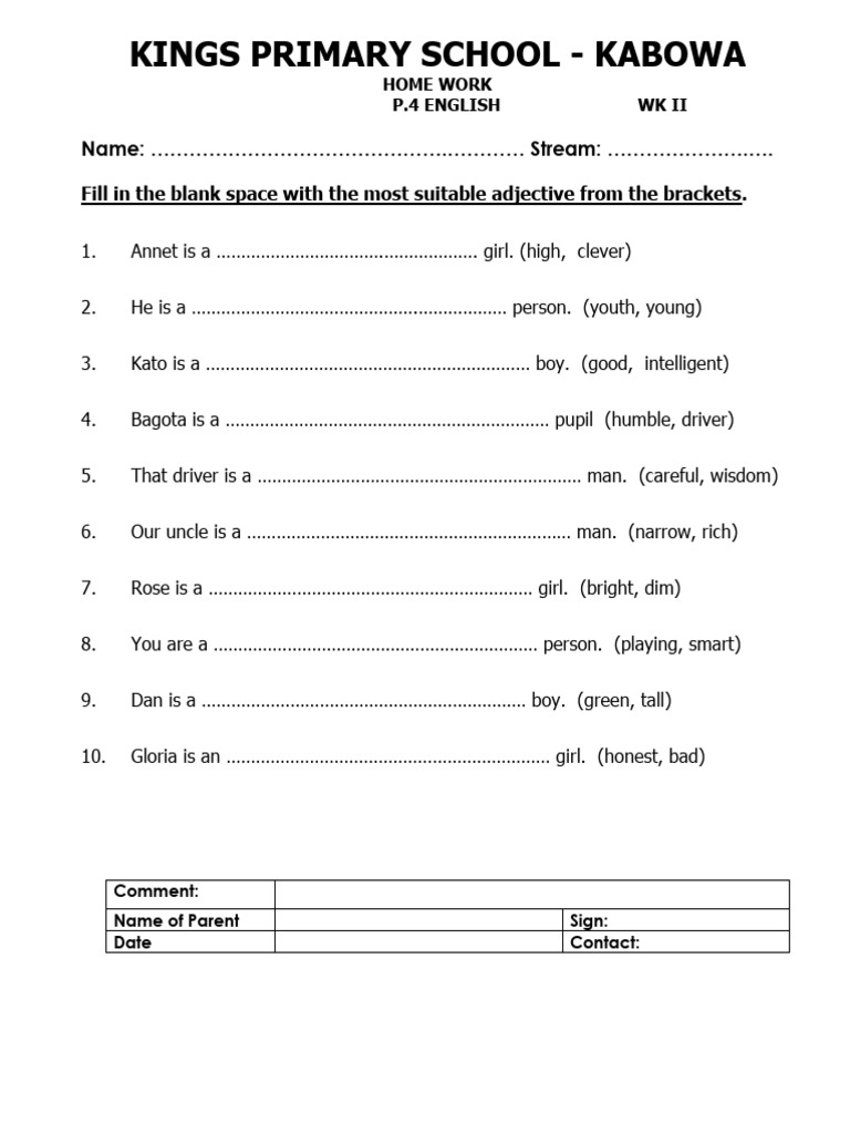 P.4 ENG Home Work 2020 | PDF | Home & Garden