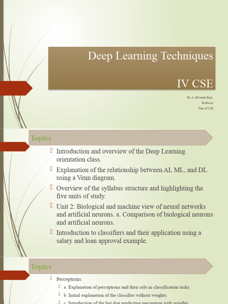 Deep Learning Techniques | PDF | Deep Learning | Artificial Neural Network