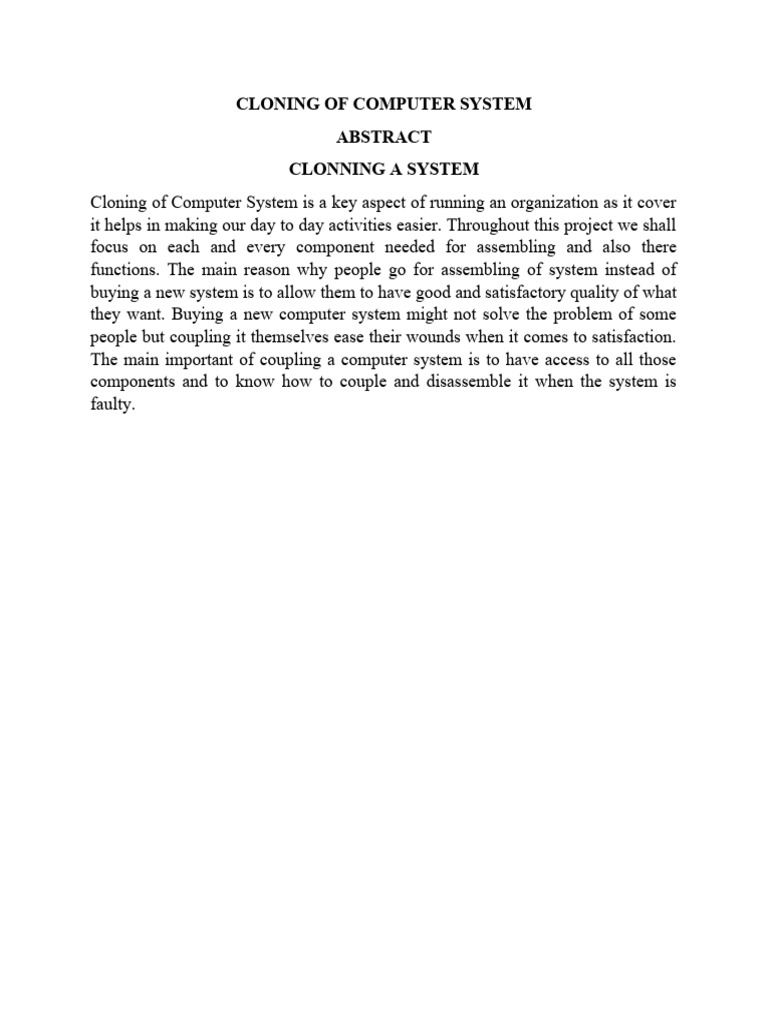 Cloning of Computer System | PDF | Central Processing Unit | Computer ...