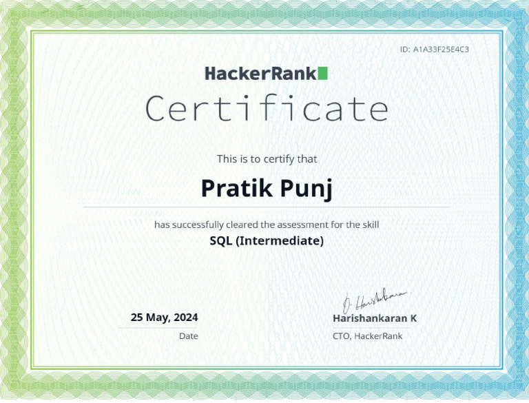SQL - Intermediate Certificate | PDF
