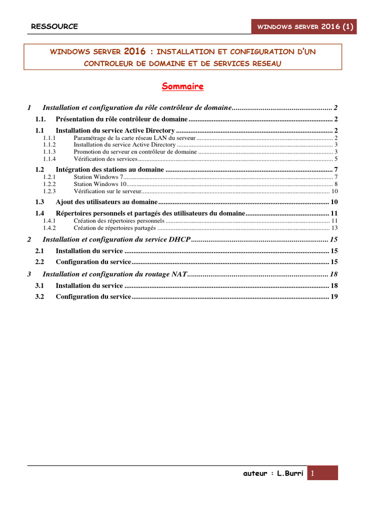 Configuration DHCP sur Windows Server 2016 | PDF | Système de noms de ...