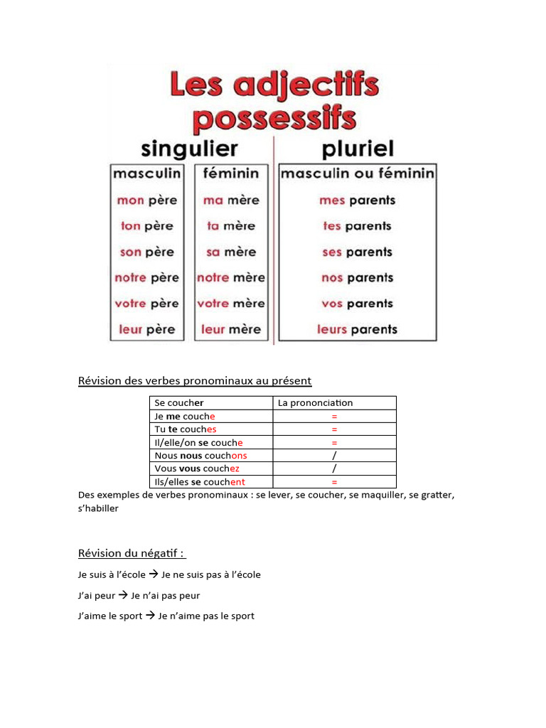 Révision des verbes pronominaux au présent | PDF | Arts du langage et ...