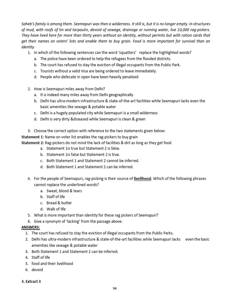 Extract-Based Questions on 