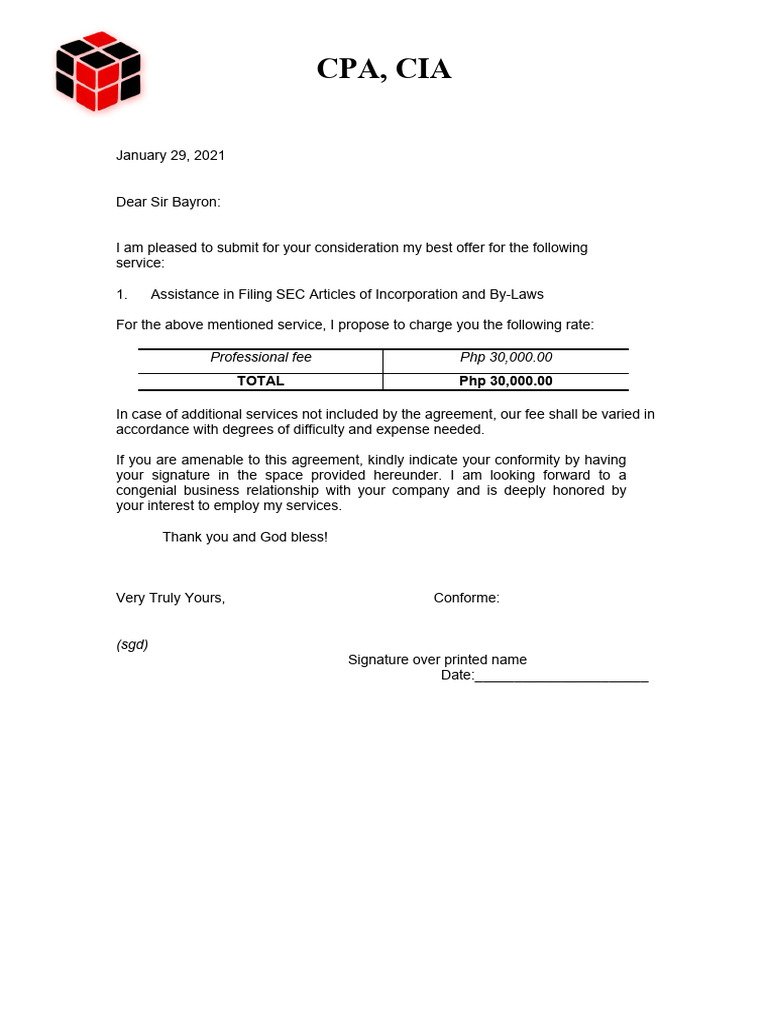SEC Filing Assistance Proposal | PDF | Finance & Money Management