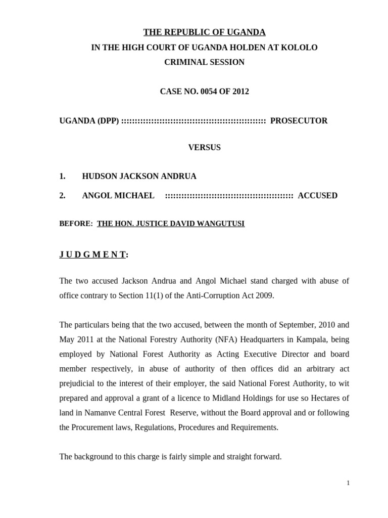 Judgment on Andrua's Abuse of Office Case | PDF | Attorney General ...