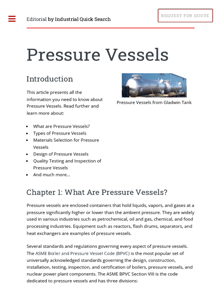 Pressure vessel what is it how does it work types uses pdf