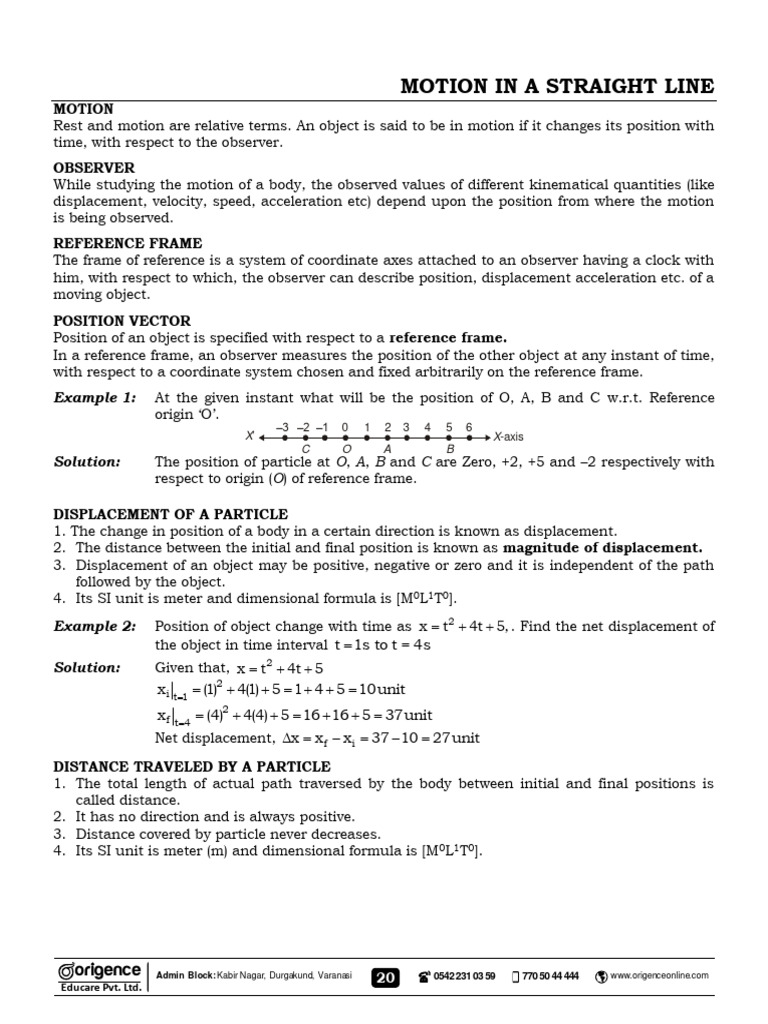 03 - Motion in A Straight Line | PDF | Acceleration | Speed
