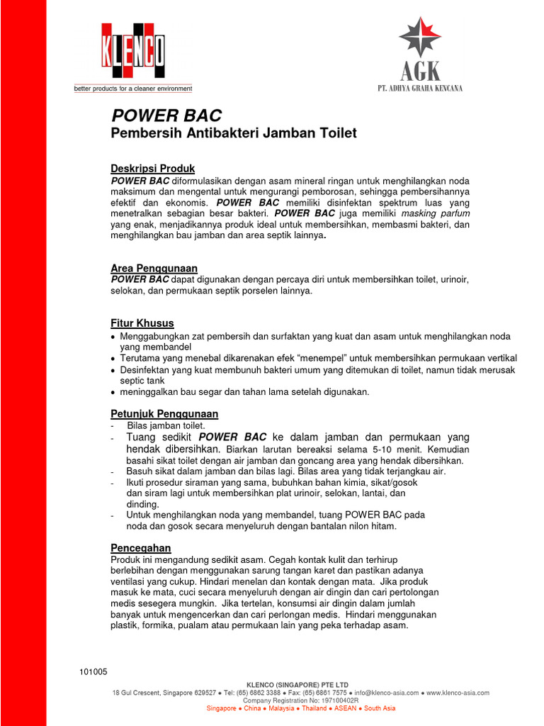 Pembersih Antibakteri POWER BAC | PDF
