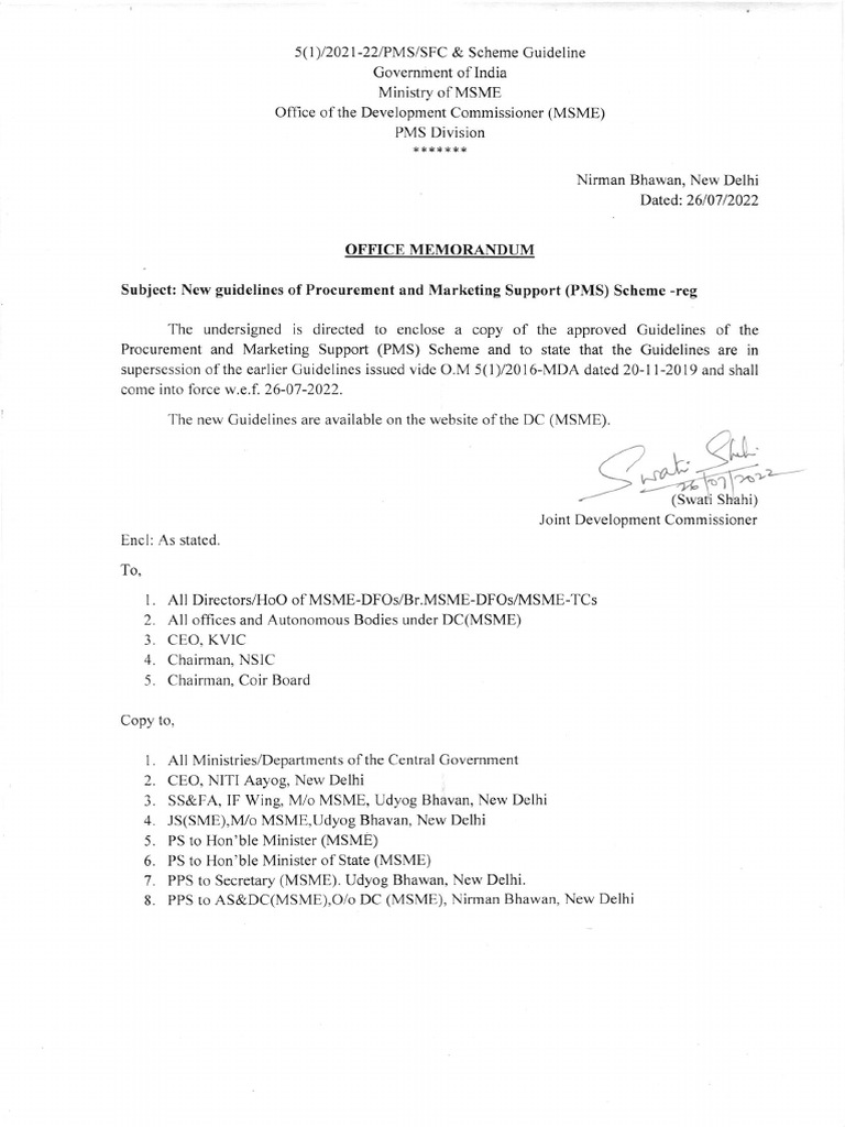 New PMS Scheme Guidelines for MSMEs | PDF | Small And Medium Sized ...