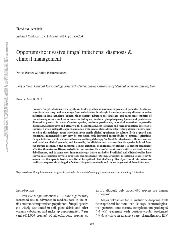 Invasive Fungal Infections Management | PDF | Infection | Candida (Fungus)