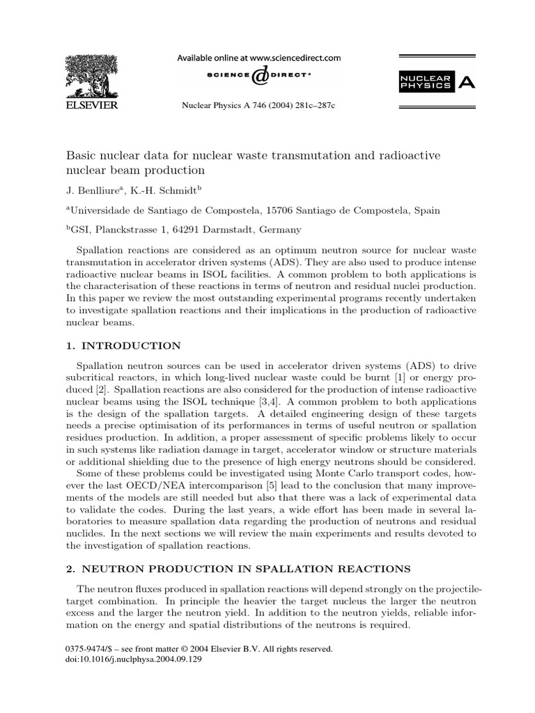 Basic Nuclear Data For Nuclear Waste Transmutation and Radioactive ...