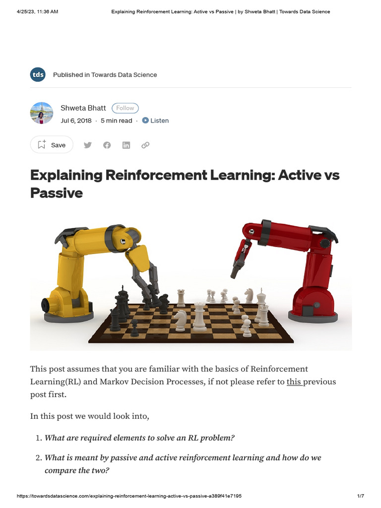 UNIT V Explaining Reinforcement Learning - Active Vs Passive | PDF ...