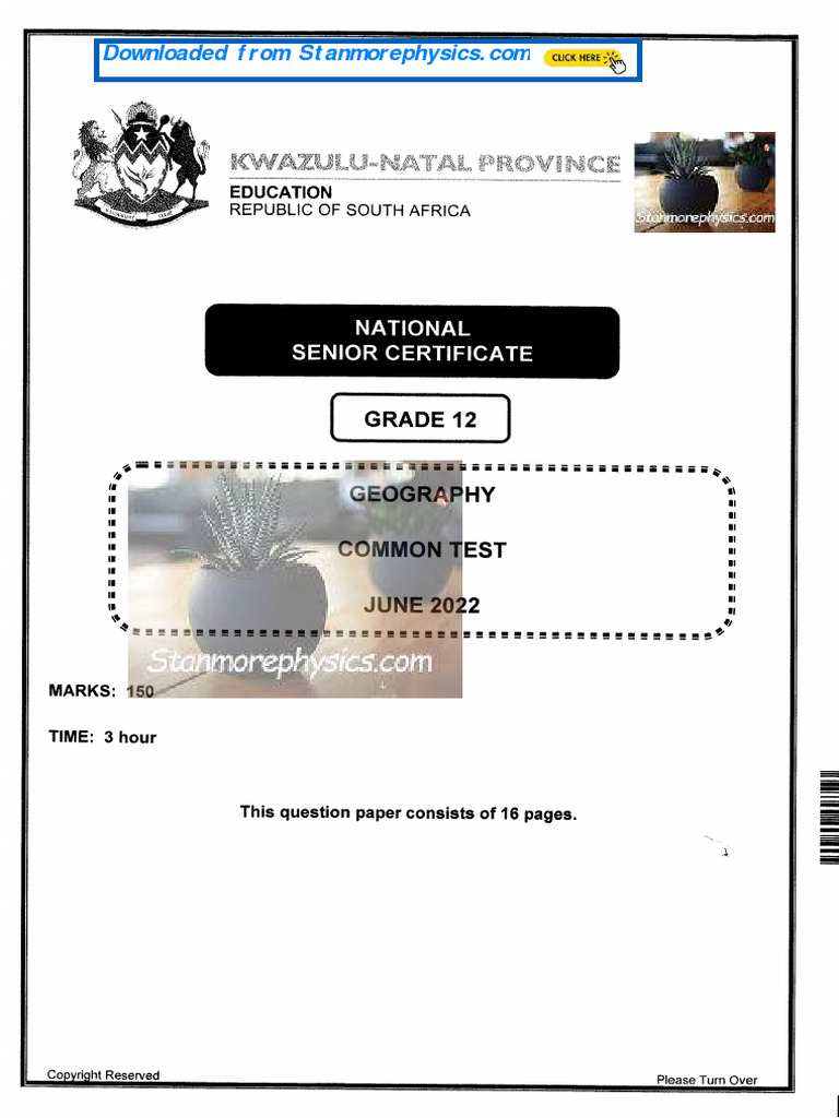Geography Grade 12 June 2022 QP and Memo PDF