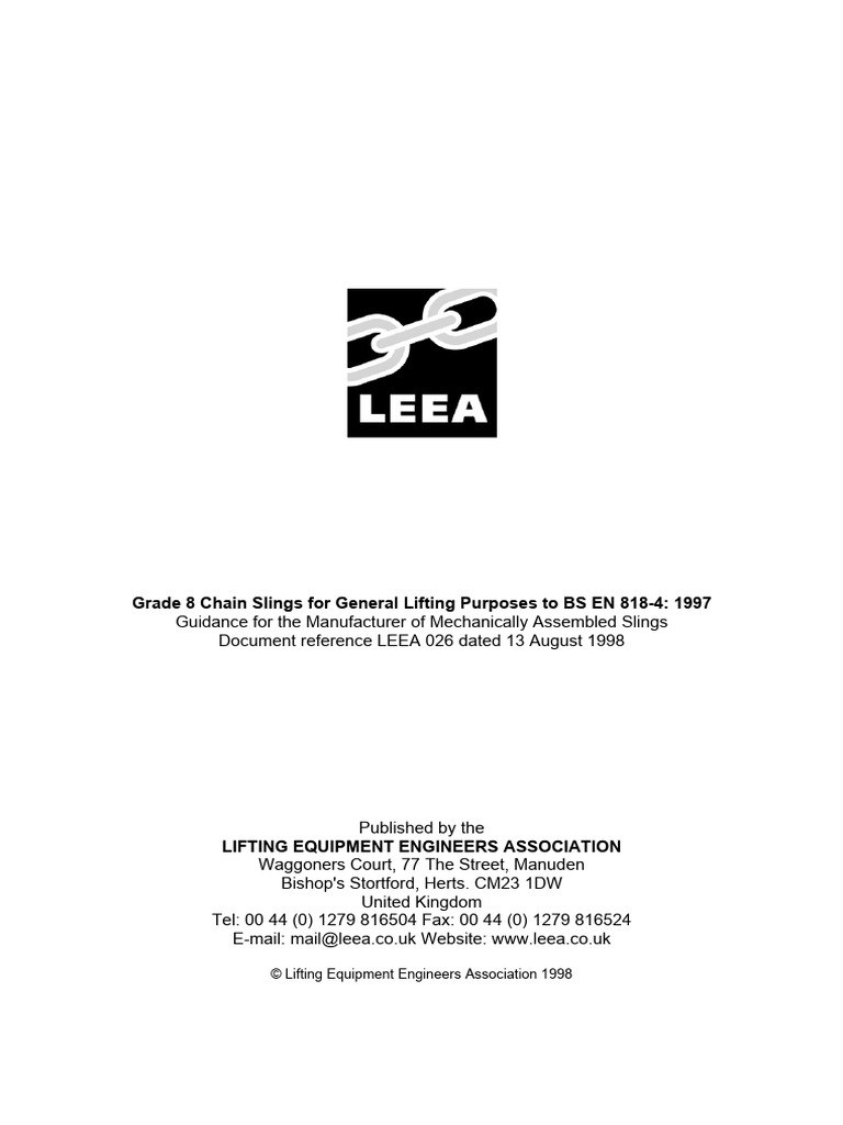 LEEA-026 Manufacturer Guidance GRD 8 Chain Slings | PDF | Directive ...