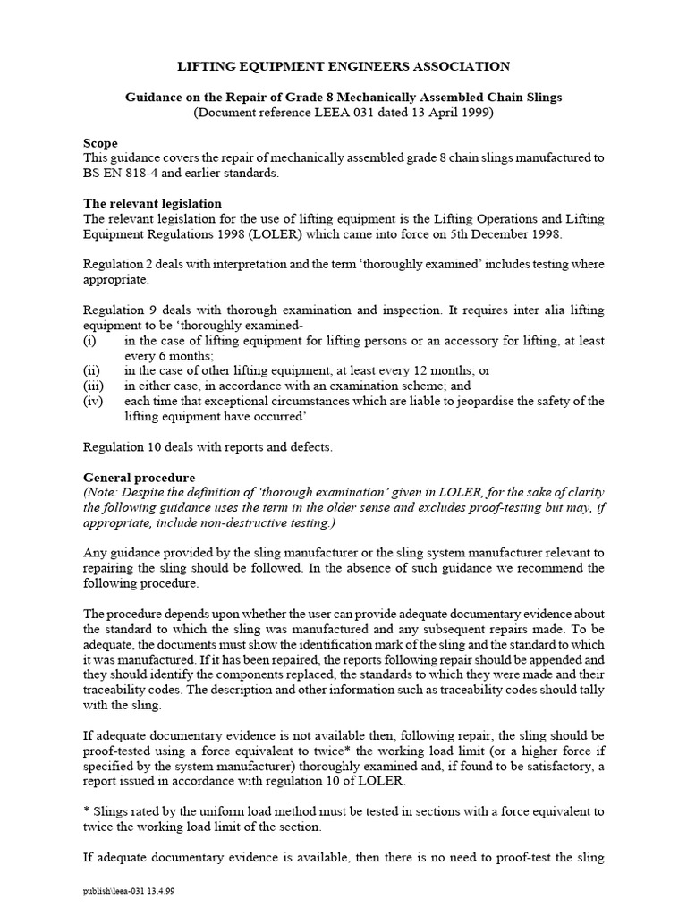 LEEA-031 Guidance On Repair of Grade8 | PDF