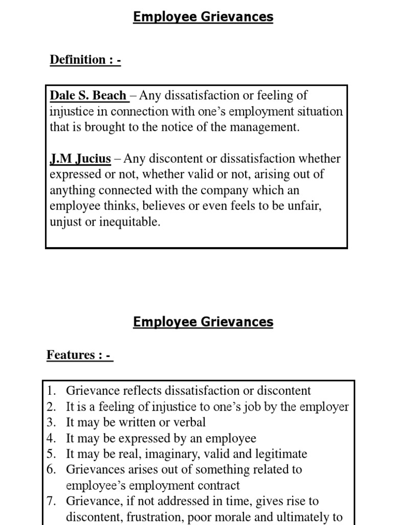 Employee Grievances Employment Politics