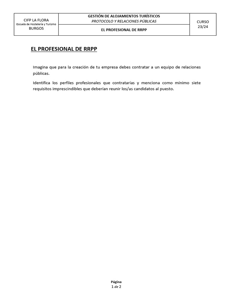 Requisitos para Profesionales de RRPP | PDF | Turismo | Industrias de ...