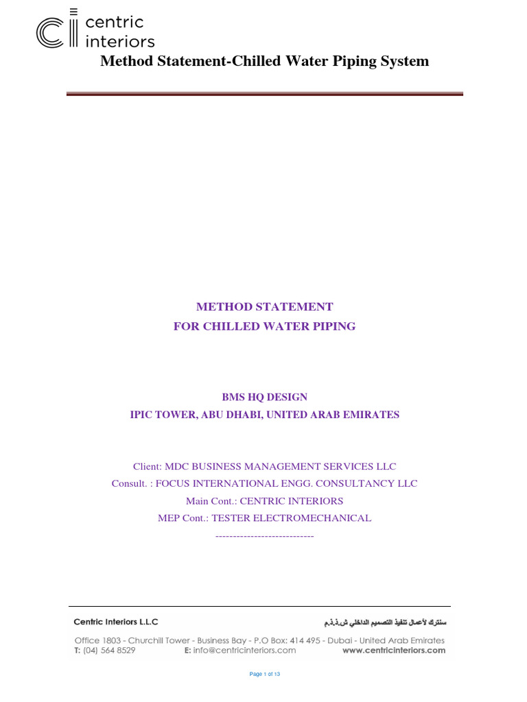 RAMS-Chilled Water Piping System | PDF | Pipe (Fluid Conveyance) | Welding