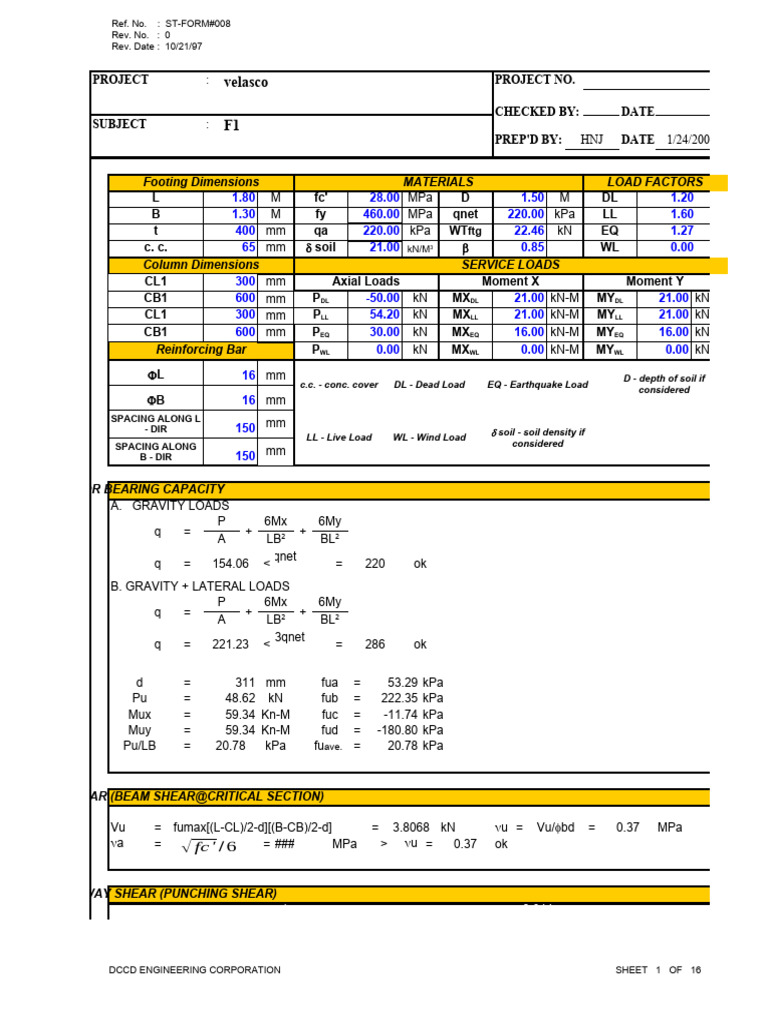 Footing Design and Load Analysis Report | PDF | Mechanical Engineering ...