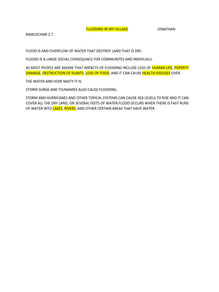 Flooding in My Village | PDF | Science & Mathematics