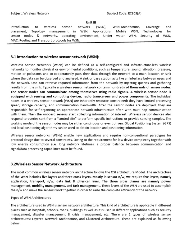 Unit III WN Notes - 1708339758 | PDF | Wireless Sensor Network ...