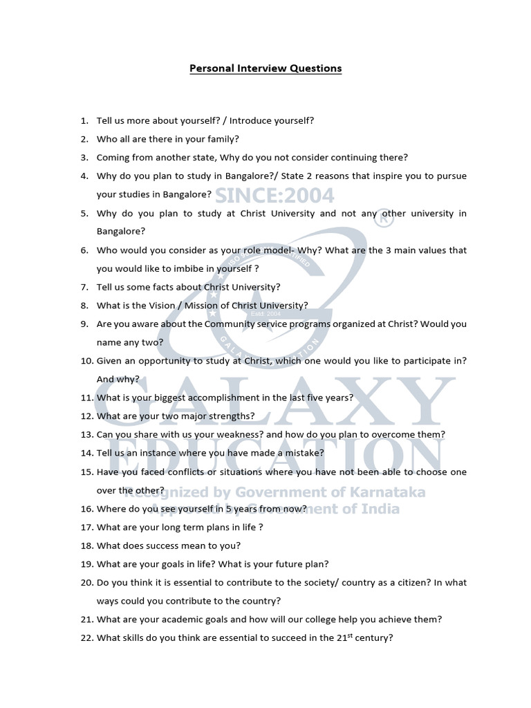 Interview Question Examples | Download Free PDF | Psychology | Cognition