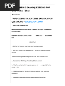 Accounting Exam Questions For Ss1 Third Term