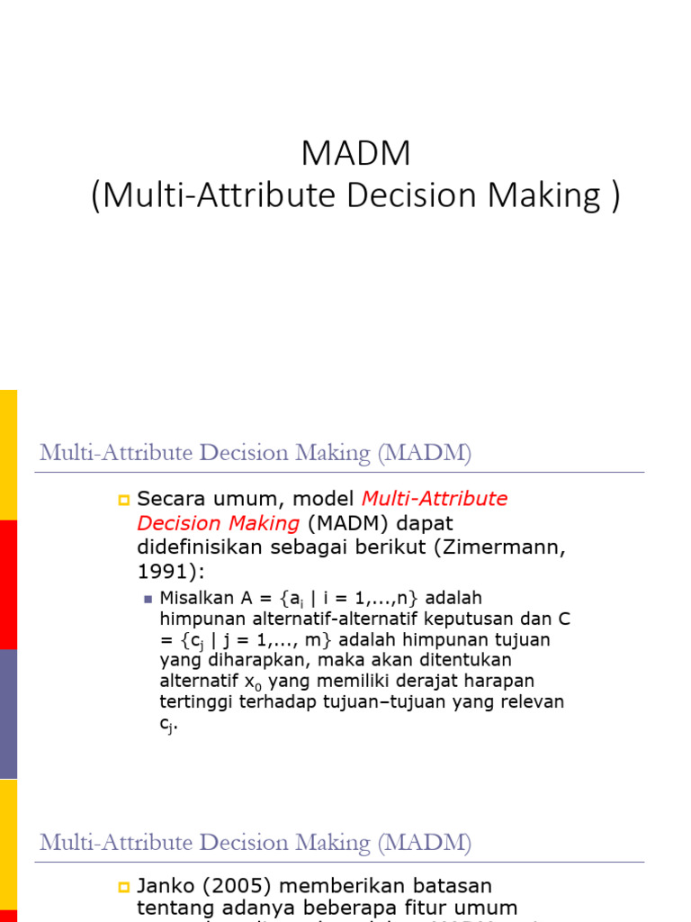 MADM - SAW - Pert - 7 SPK (Sistem Pendukung Keputusan) | PDF | Metode ...