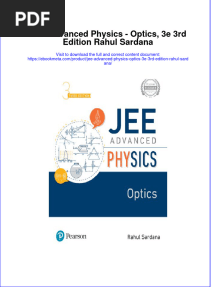 Dơnload JEE Advanced Physics - Optics, 3e 3rd Edition Rahul Sardana Full Chapter