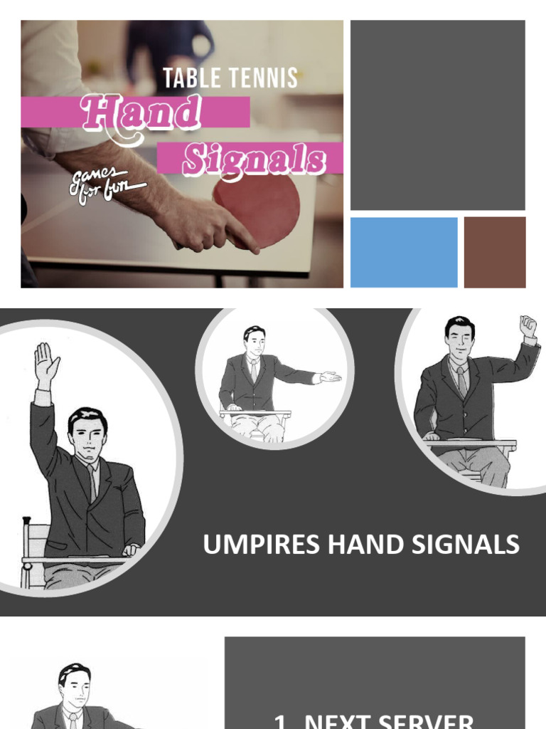 Table Tennis Umpire Hand Signals Guide | PDF | Hand | Table Tennis