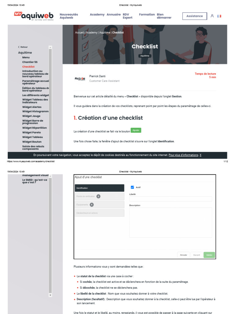 Création de Checklists sur MyAquiweb | PDF | Cookie (informatique ...