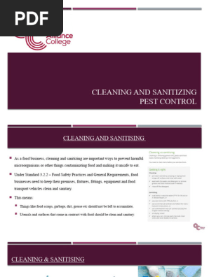 Lesson 3 Cleaning  Sanitising Pest Control