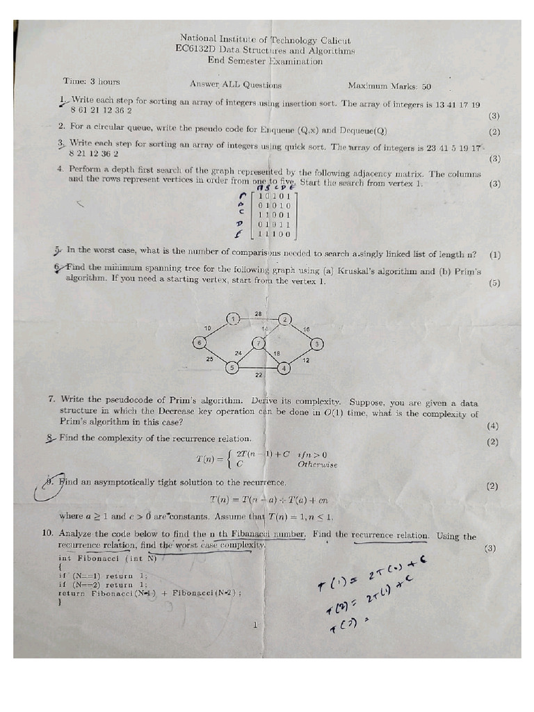Dsa Question Paper 2 | PDF