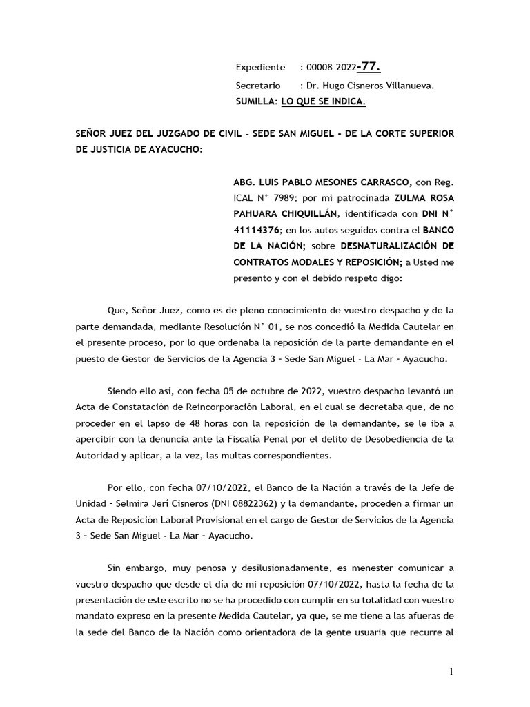 Exp. 0008-2022-77 - Lo Que Se Indica | PDF | Gobierno | Justicia