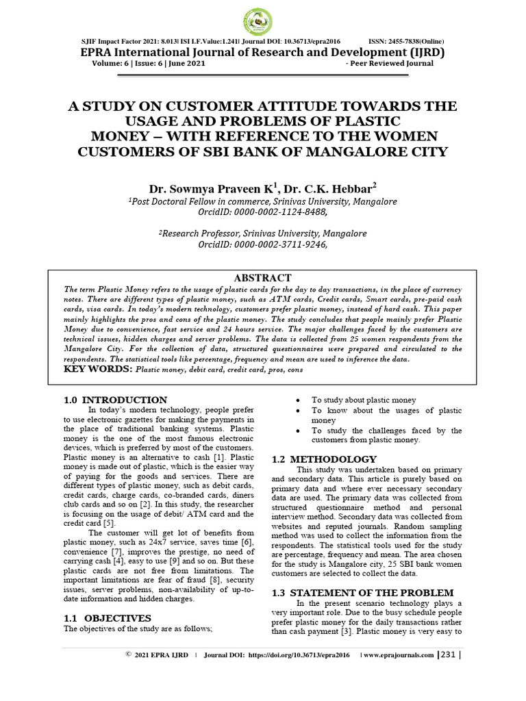 Customer Attitudes on Plastic Money Usage | PDF | Debit Card | Credit Card